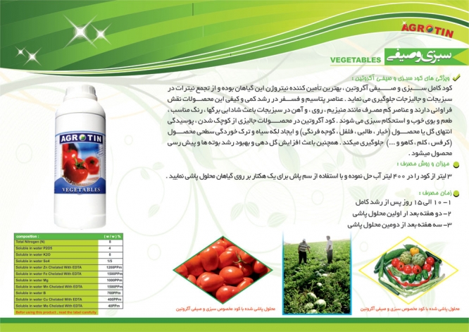 کود سبزی و صیفی آگروتین